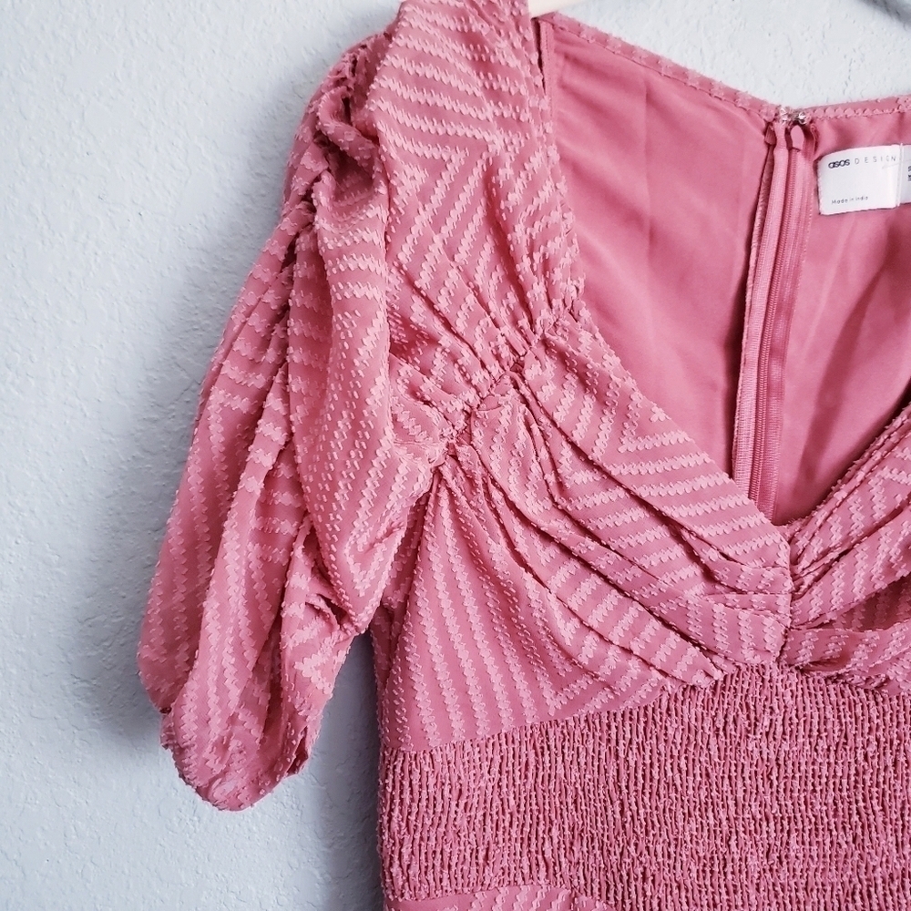 ASOS Design Dusty Pink Pleated Midi Dress - Picture 5 of 10